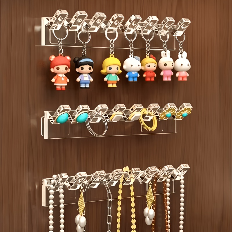 8-Hook Transparent Acrylic Wall-Mounted Jewelry Organizer